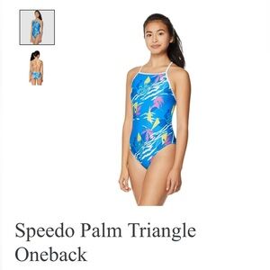 Speedo Palm Triangle Oneback Girls Swimsuit Size 6-6X NWT